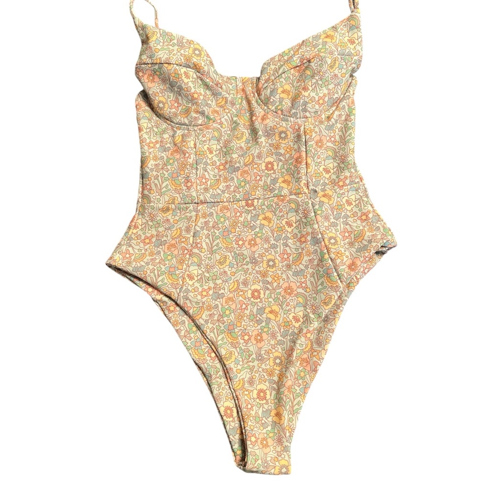 Floral One-Piece Swimsuit. Rachel, Size Medium in Barcelona